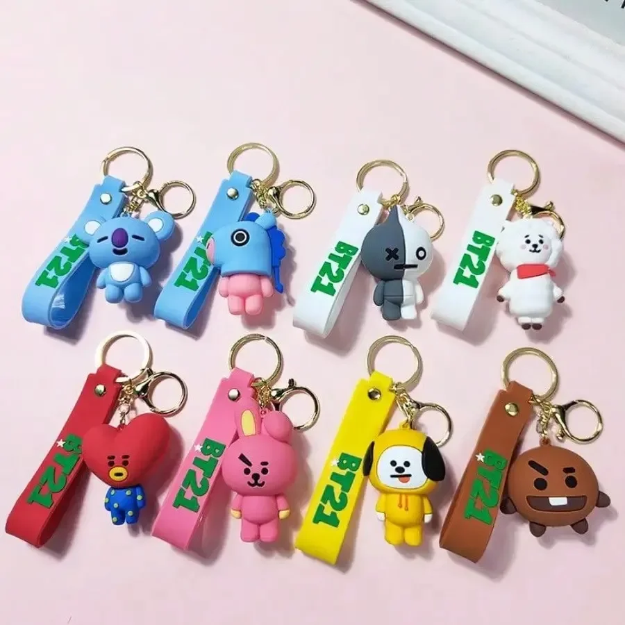 @BT21 Koya RJ Shooky Cooky Tata Chimmy Mang Keychain Creative High-quality Anime Cartoon Figure Model Car Backpack Keychain - view 2