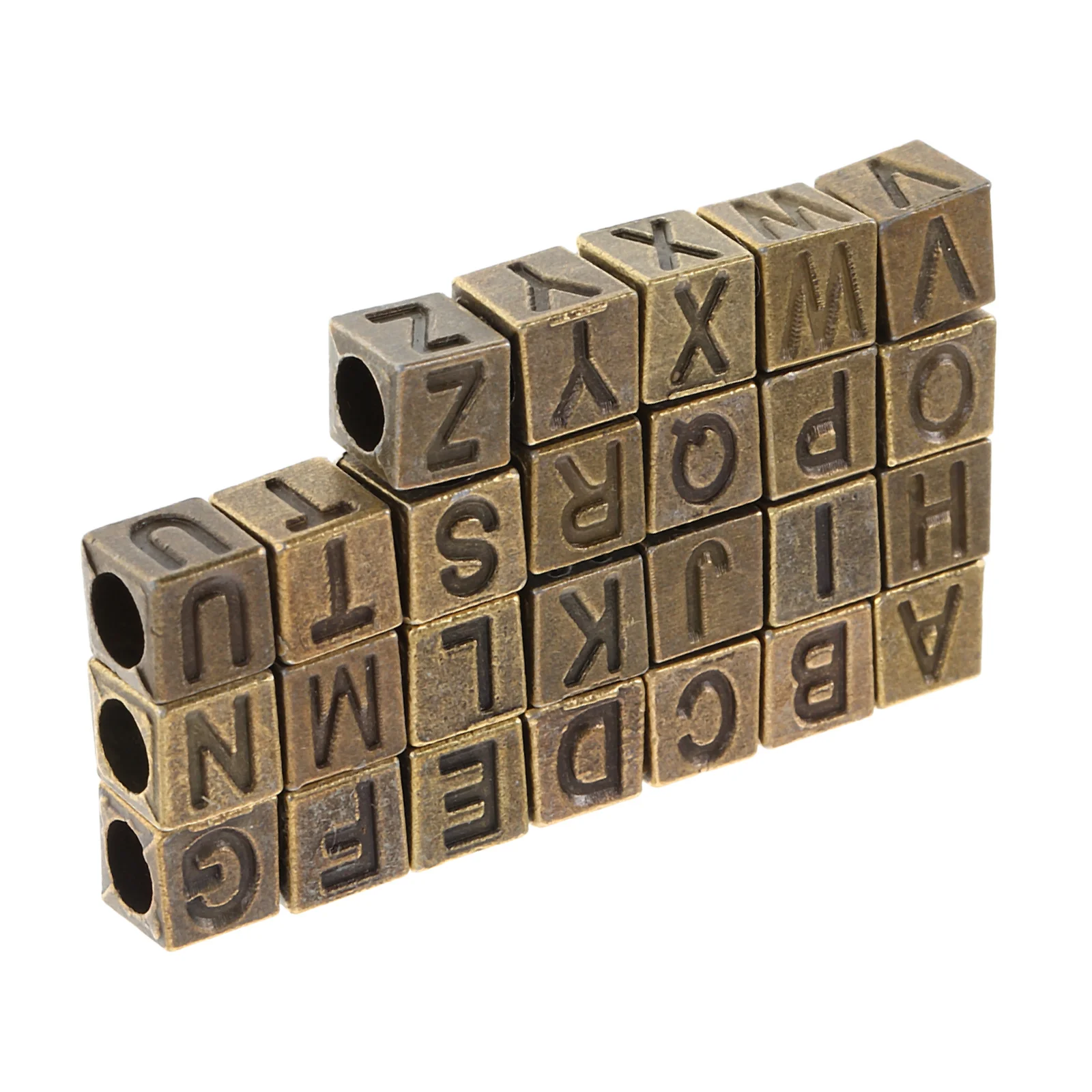 

26Pcs Vintage Square Alphabet Beads DIY Jewelry Making Large Hole Alloy Cube Letter Charms for Bracelets Necklaces Craft