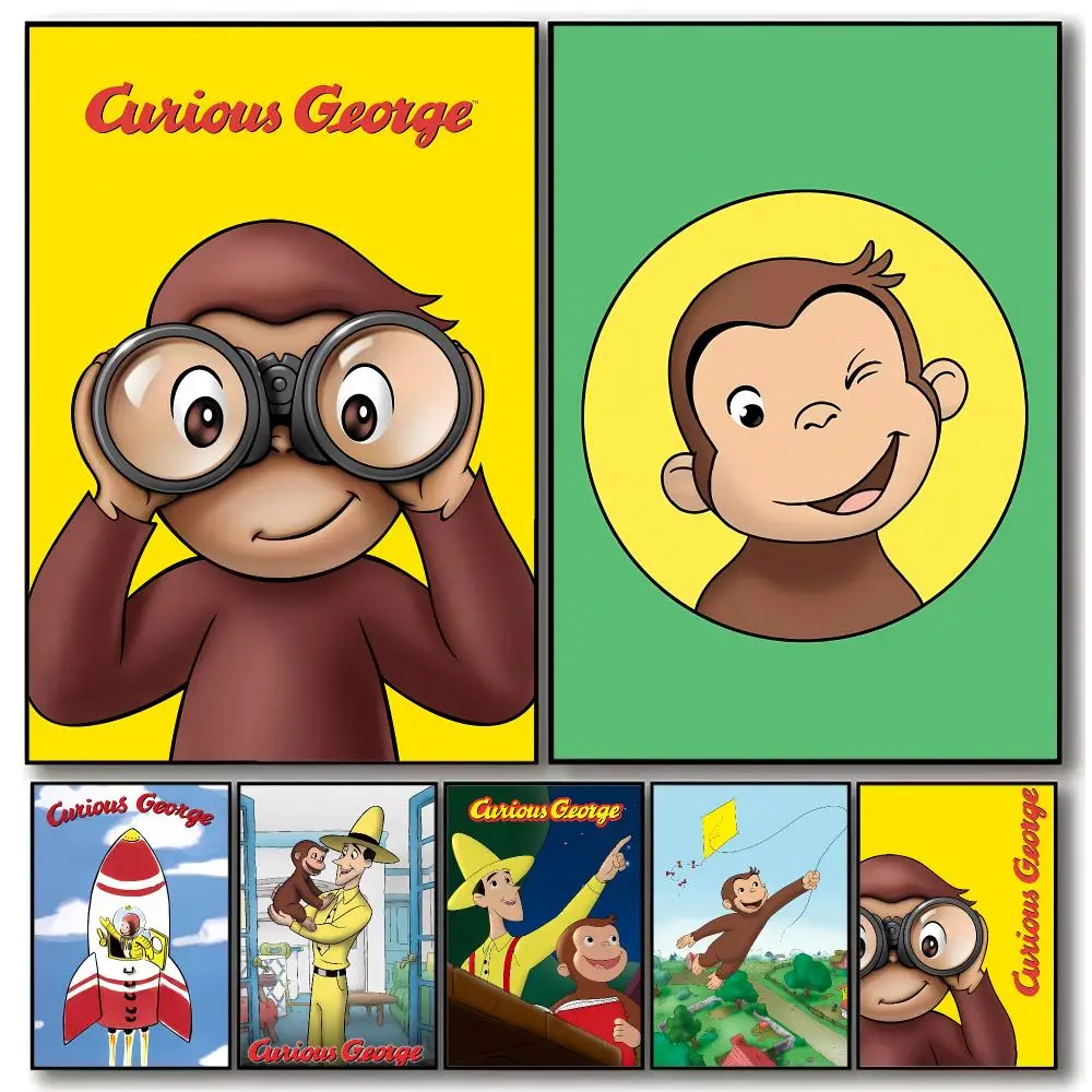 Kids cartoon Curious George Poster Aesthetic Dorm & Bedroom Wall Art Decor