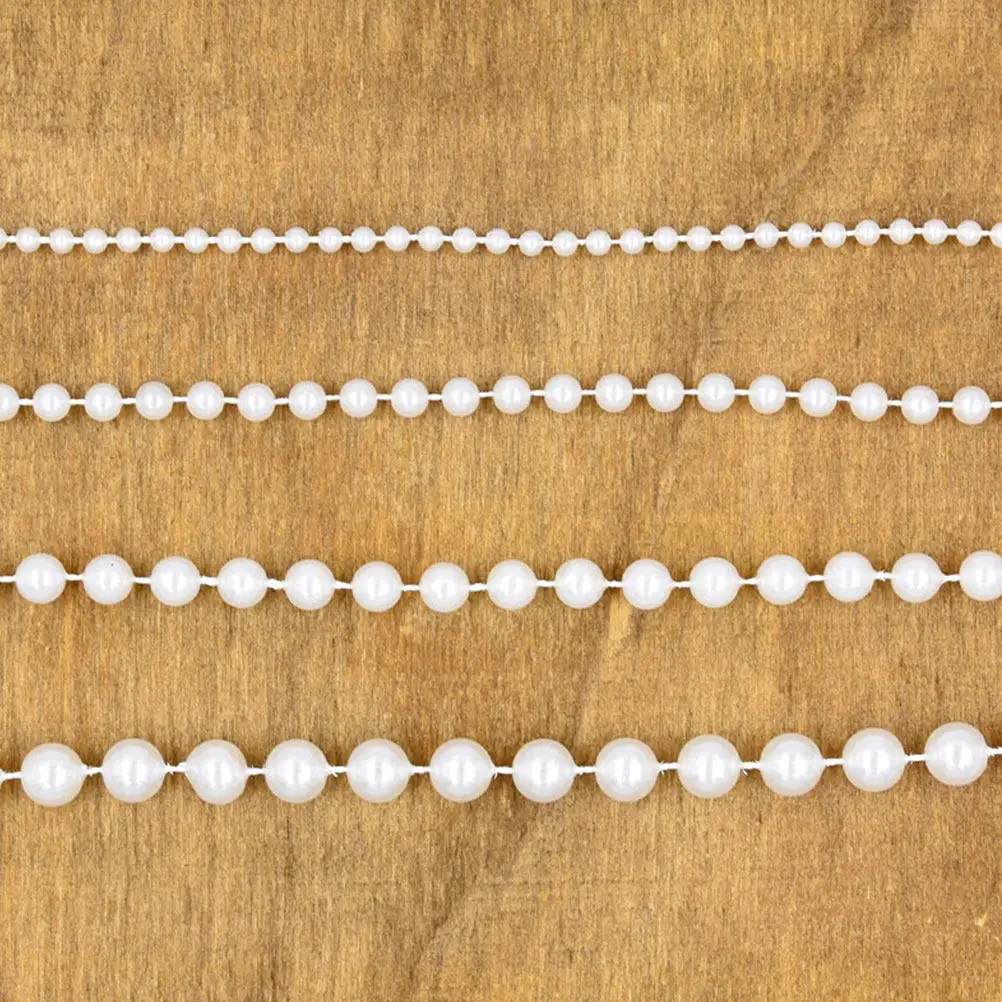 2M Roll Plastic Beads Chain Garlands 10Mm Round Simulation Pearls String Beads for Wedding Decoration Jewelry DIY Bracelet