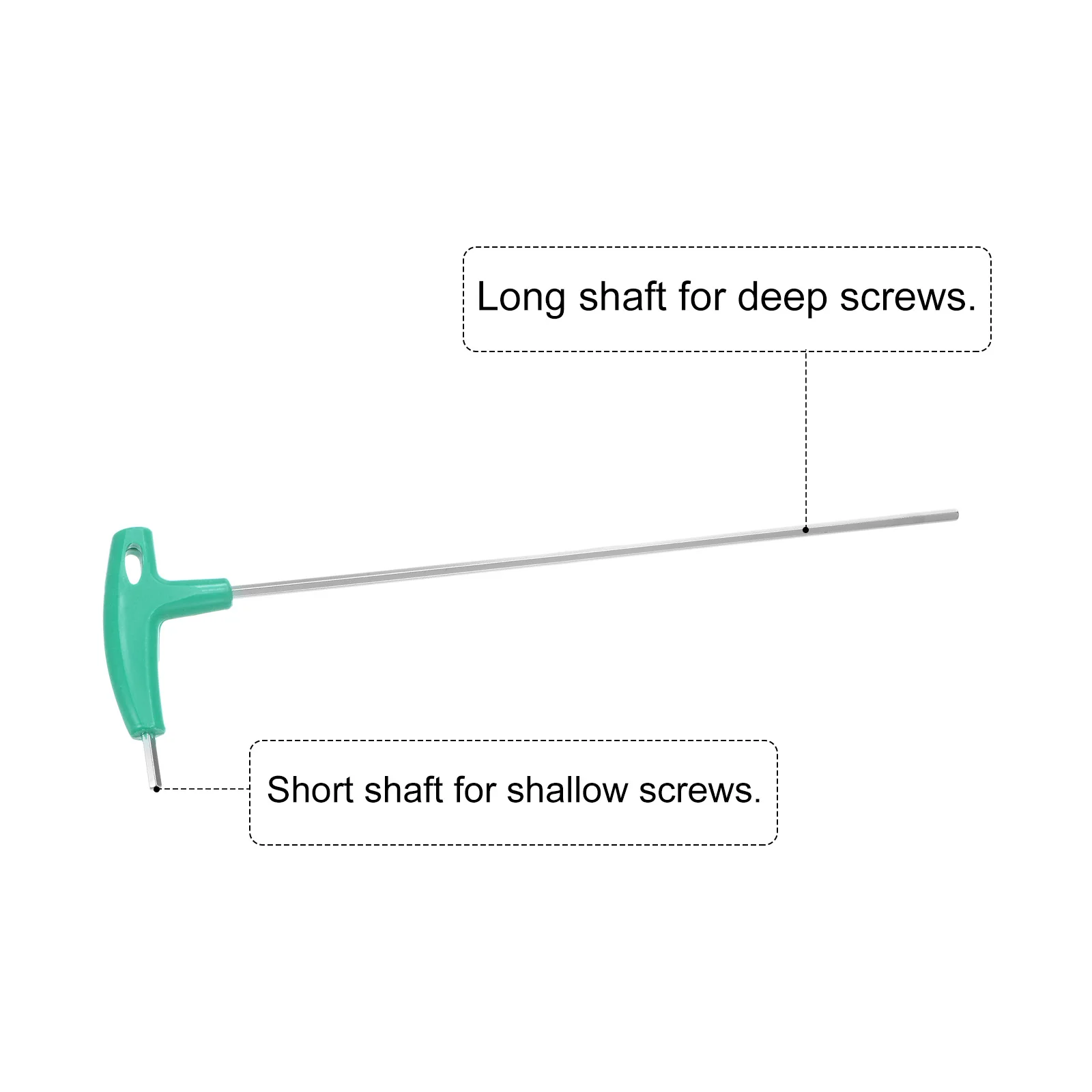 Chave sextavada com alça em T, braço longo de 12", chave sextavada interna com chave T de 5 mm