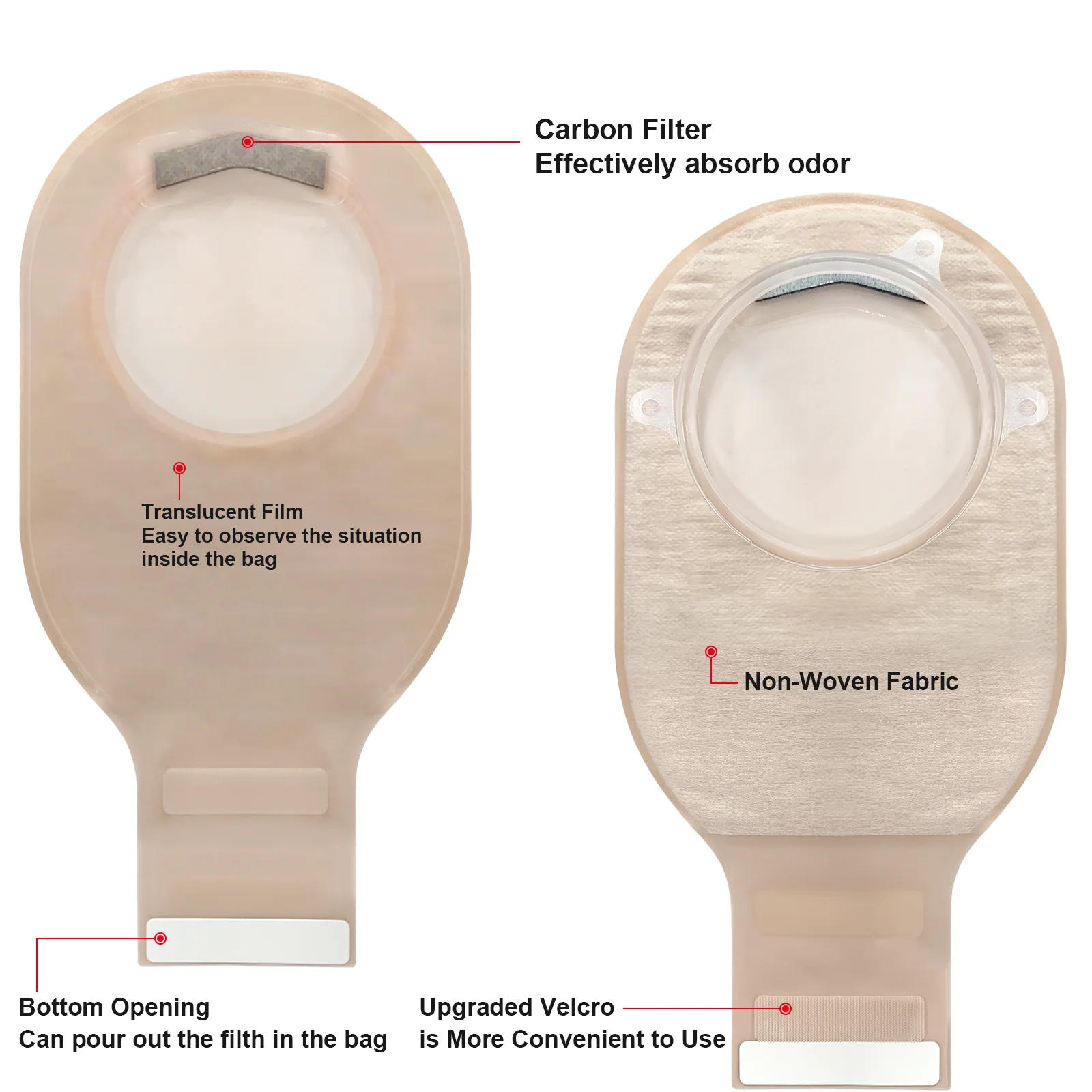 70mm 10Bags+5/10Barriers Ostomy Supplies Colostomy Bags Two Piece Drainable Pouches with hoop and look Stoma Care