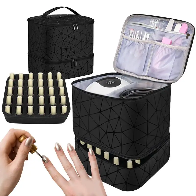 

Nail Bag Organizer Case 2 Layer Nail Polish Holder Carrying Case With Nail Dryer Case Holds 30 Bottles Of Nail Box Organize