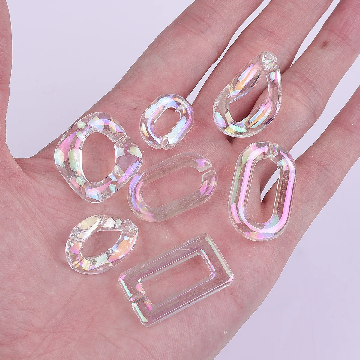 

AB Color Acrylic Twist Oval Open Ring Beads Transparent Connector Link Chain for DIY Jewelry Making - Eyeglasses Necklace Bracel