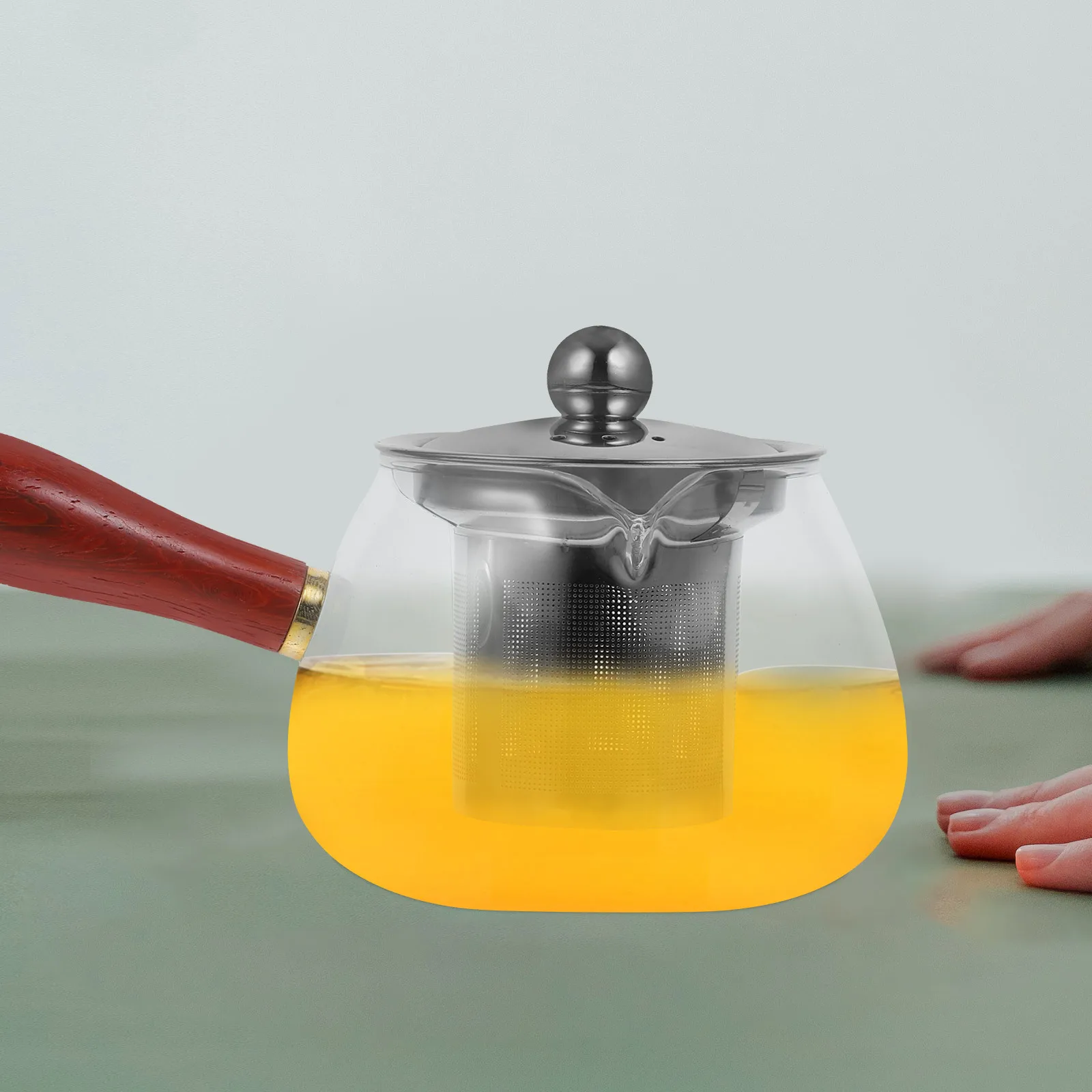 

Glass Teapot 600Ml Transparent Side Handle Stovetop Kettle For Loose Leaf Flower Tea Coffee Household