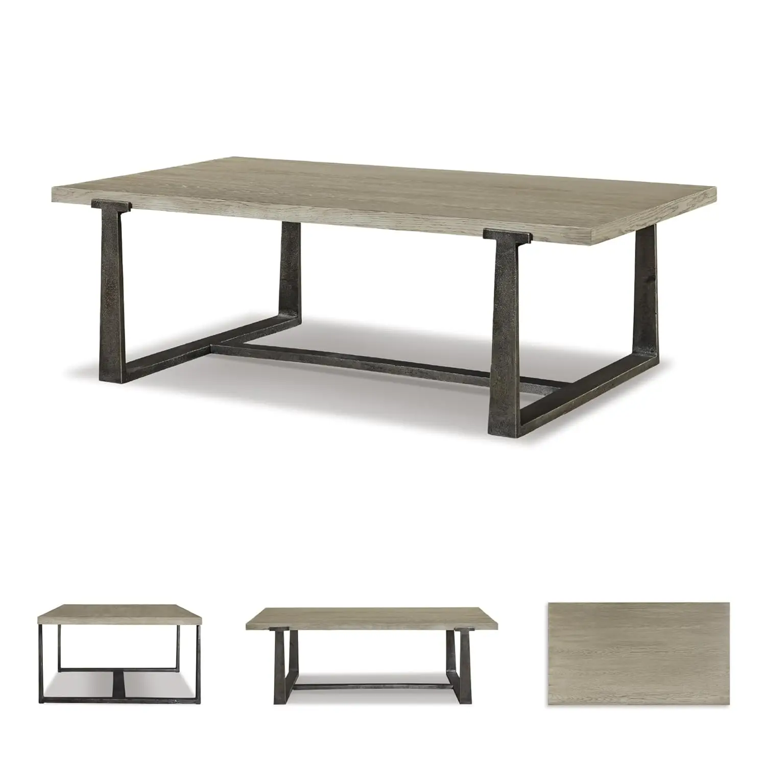 طاولة قهوة مستطيلة معاصرة، لمسة نهائية باللون الرمادي والطراز #4