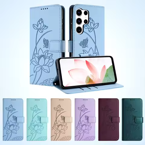 Flower Leather Phone Wallet Case Book For Samsung Galaxy S25 S24 S23 Ultra S22 S21 Plus S20 FE A07 A17 A06 A16 A26 A36 A56 Cover