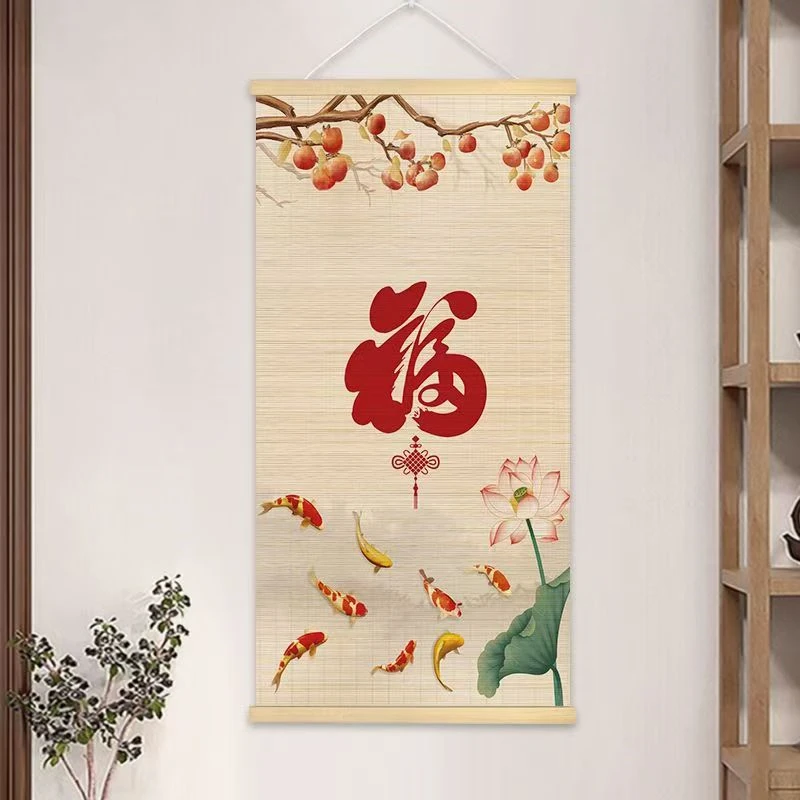 Koi hanging paintings, attracting wealth receiving blessings, living room decorations, home feng shui decoration