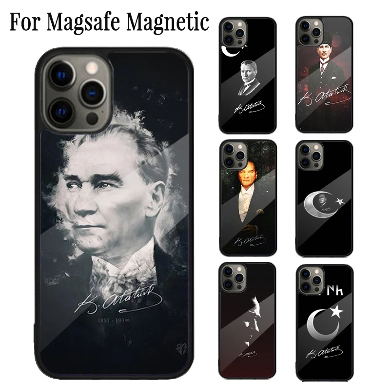 Mustafa Kemal Ataturk Signature Magnetic Phone Case For iPhone 16 15 14 Plus 13 12 Mini 11 Pro Max Magsafe Wireless Cover