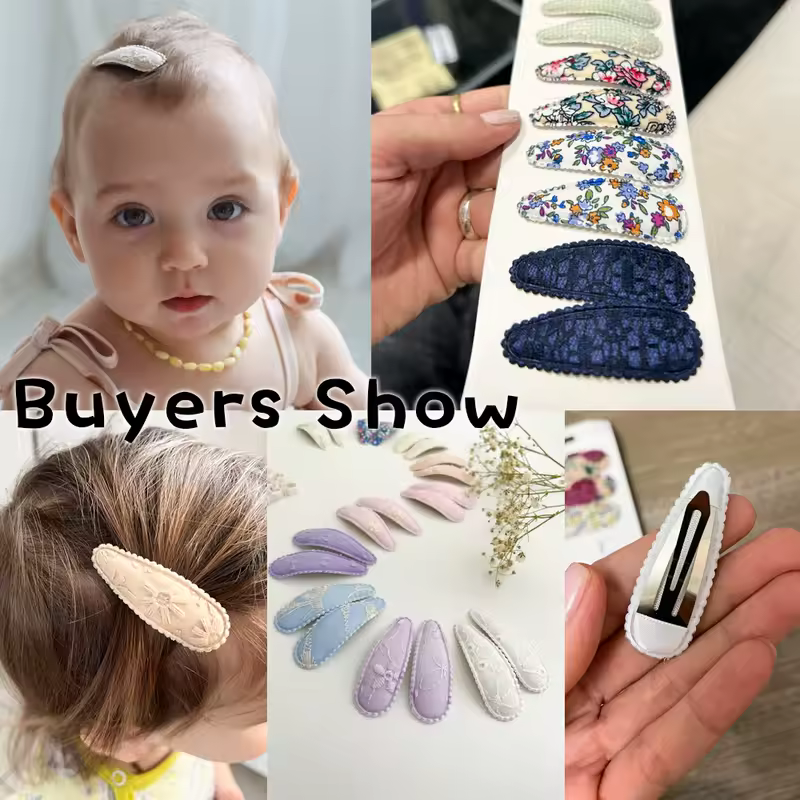 10Pcs/Lot Fresh Print Cotton Alloy Hair Clips for Kids Fabric Plaid BB Hairpins Girl Hairgripe Headwear Baby Hair Accessories - Image 3