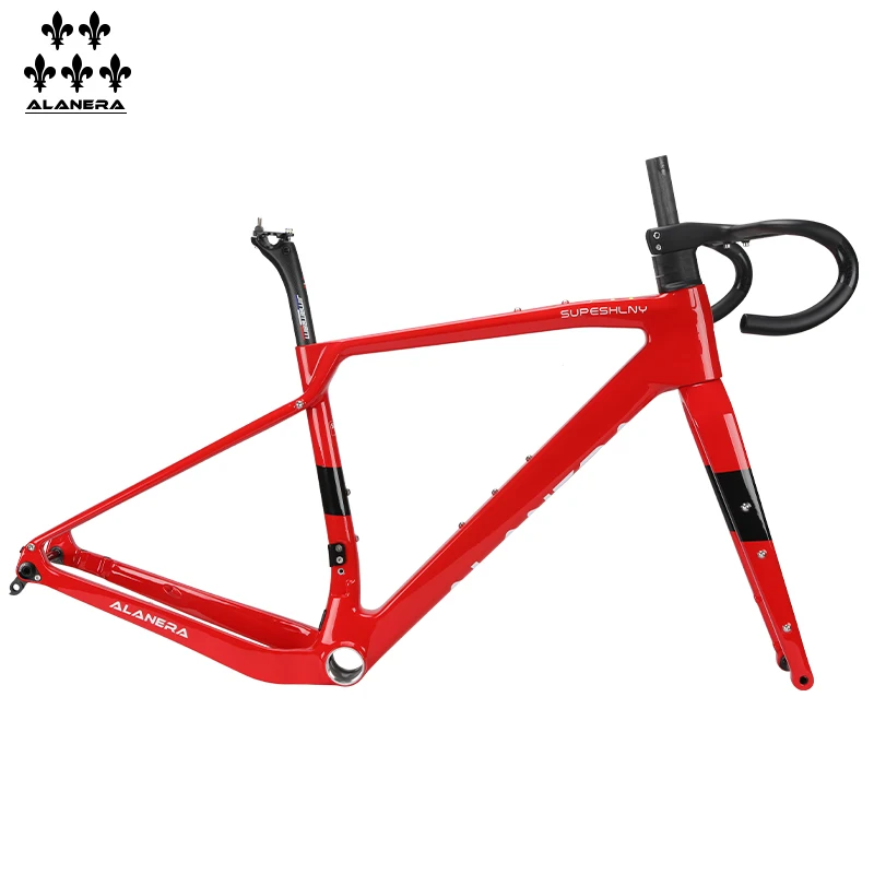 

Red - New ALANERAl Gravel carbon fiber bicycle road frame, off-road melon bike T47 threaded center axle frame