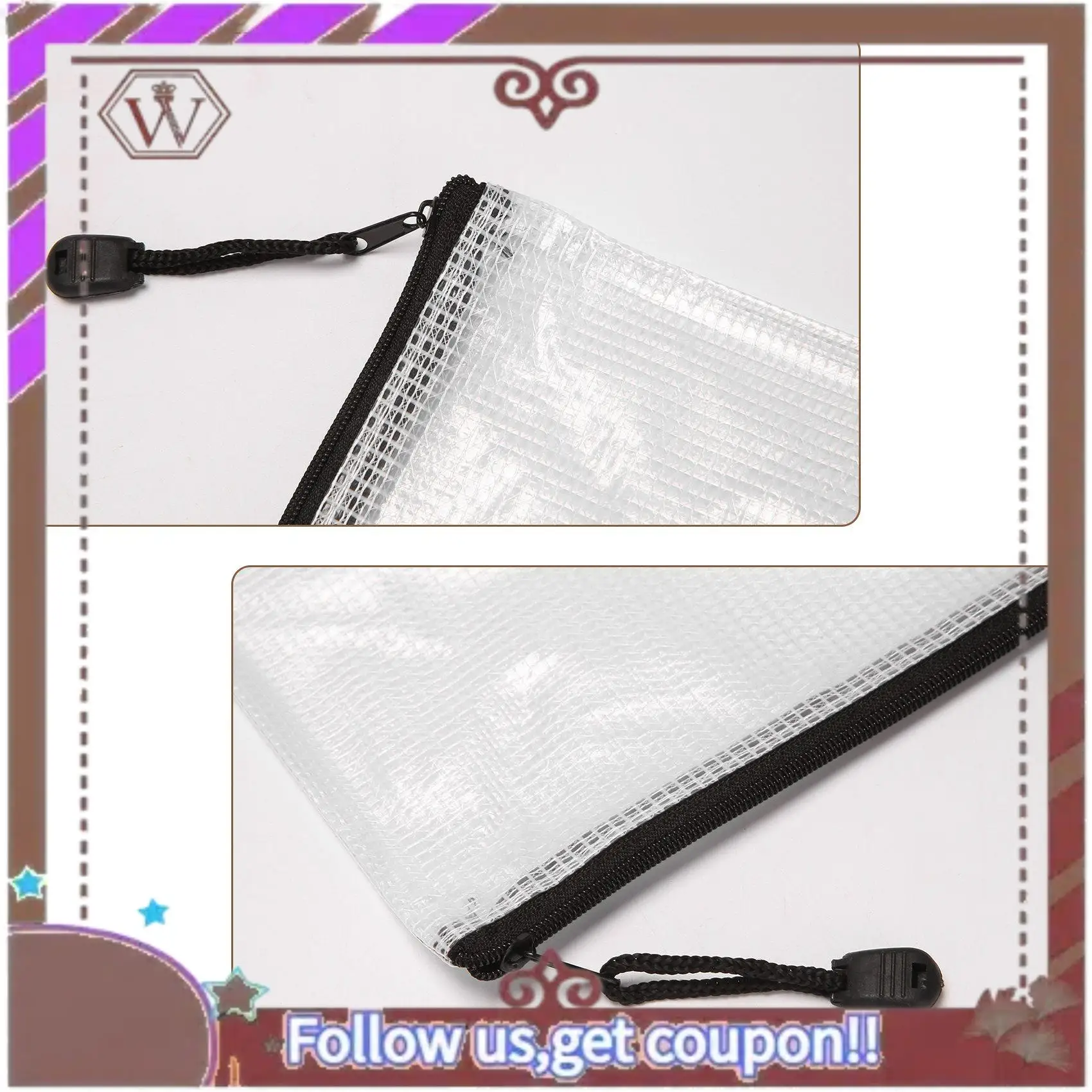 ABBG-12 шт. Сумка для файлов на молнии A4 Сетчатая сумка на молнии Сумка для хранения настольных игр Сумка для файлов из ПВХ Сумка для хранения офисных принадлежностей (34 см x 24 см)