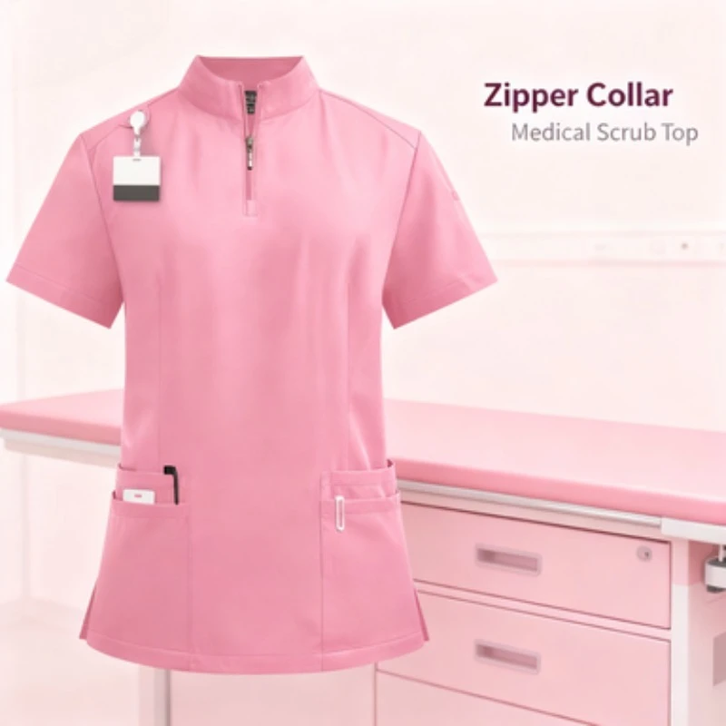 الوقوف طوق سستة معاطف للأطباء والممرضات غسل اليد بلون مستقيم السراويل الموحدة #3