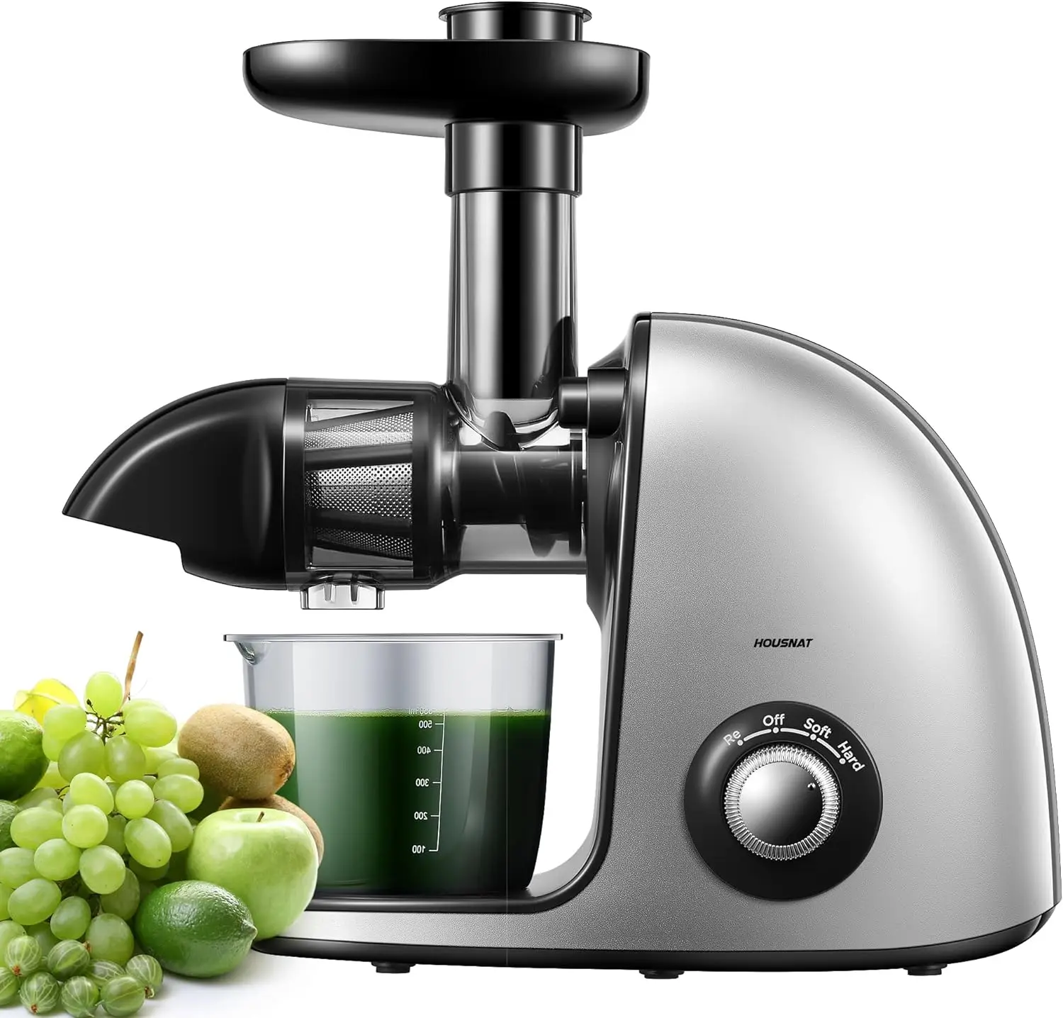 Máquina exprimidora de verduras y frutas, Extractor de prensado en frío con modos de 2 velocidades, fácil de limpiar, exprimidor masticable lento con