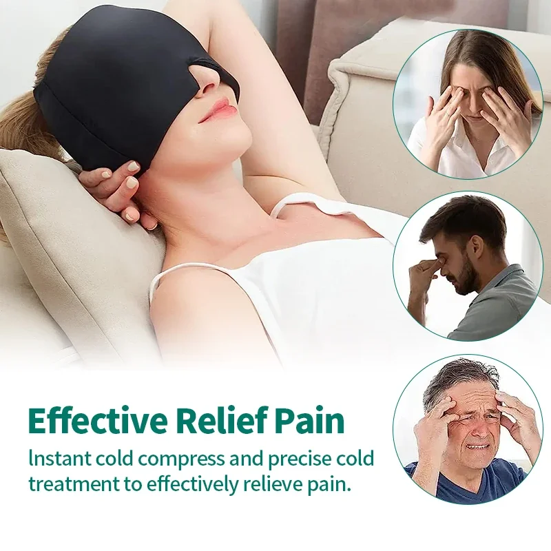 Headache Massage Cap para Enxaqueca, Massageador de Dor, Chapéu Gel, Alívio do Estresse, Máscara de Cabeça, Compressa Quente e Fria, Ice Therapy