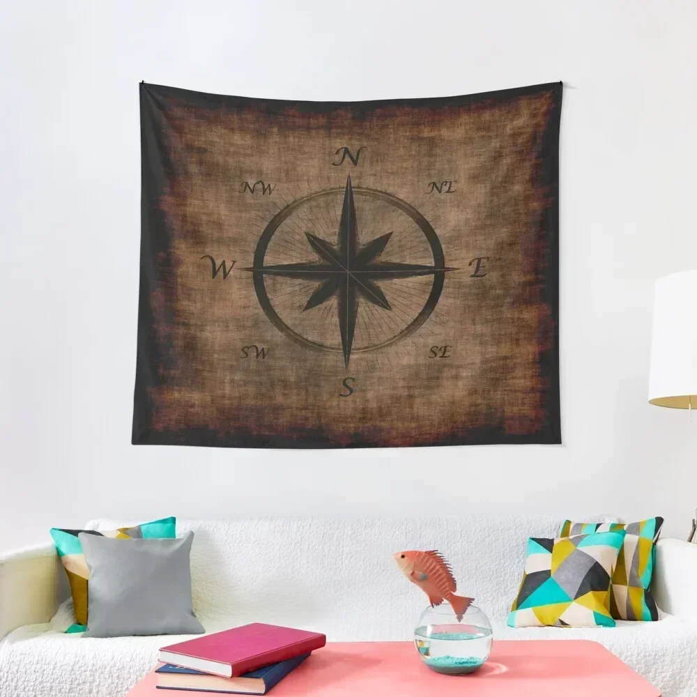 

Nostalgic Old Compass Rose Design Tapestry Mushroom Aesthetic Room Decorations Decor For Bedroom Tapestry