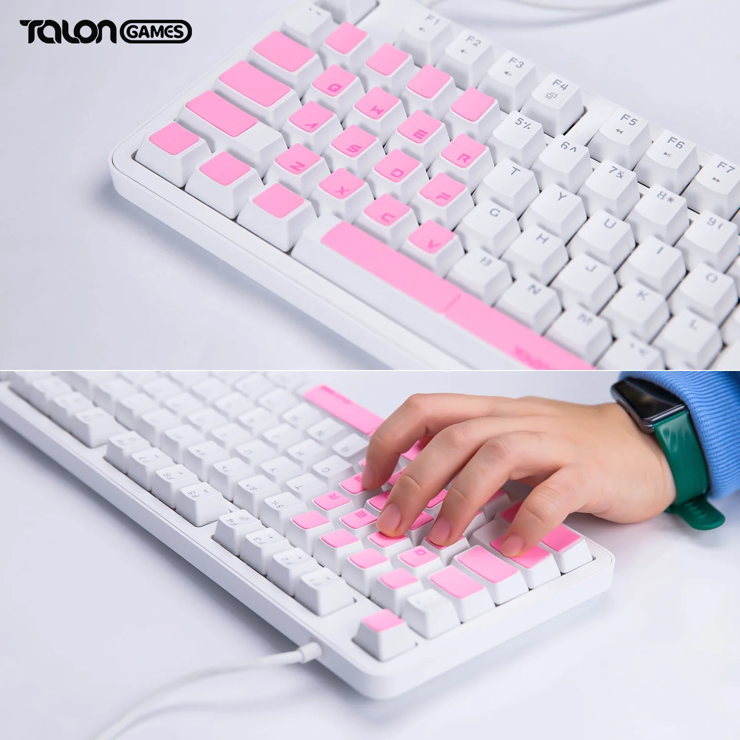 TALONGAMES Cinta de agarre antideslizante precortada Universal DIY SUPERGRIP absorbente de sudor alto rendimiento con cinta de teclado Lettes en inglés