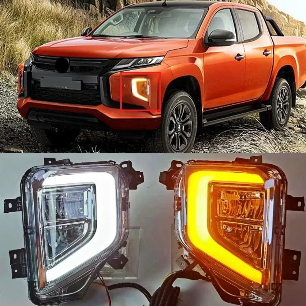 

LED Front Bumper Fog light turn signal daytime running light day light For Mitsubishi Triton 2019 2020 2021