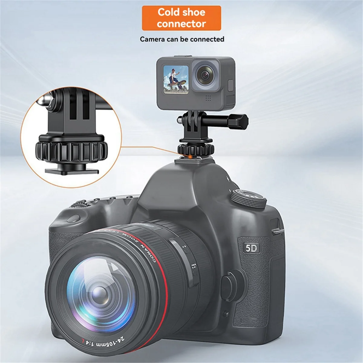 อะแดปเตอร์รองเท้าเย็นสําหรับกล้อง ABSQ-Action 180 °   การปรับรูสกรู 1/4 นิ้ว ใช้ได้กับ GoPro Hero 12/11/10/9/8