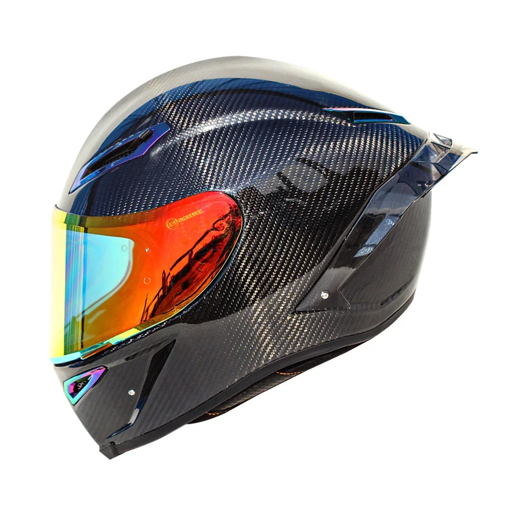 

Brand New Motorcycle Helmet Retro Carbon Fiber Full Face Helmet DOT Approved Moto Motocross Helmet With HD Lens