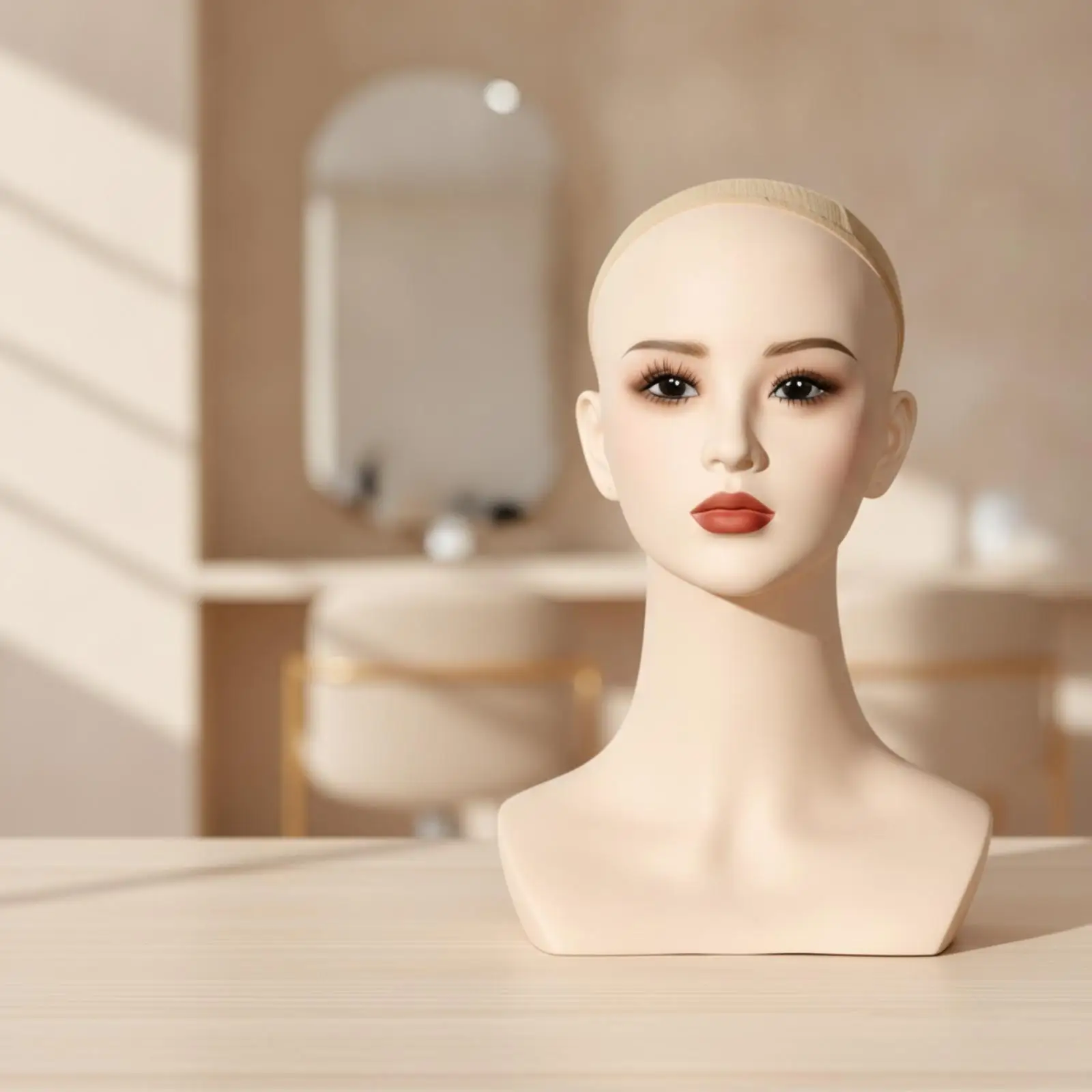 Realistic PVC Mannequin Head for Jewelry Display Necklace Earring Holder Boutique Window Table Stand