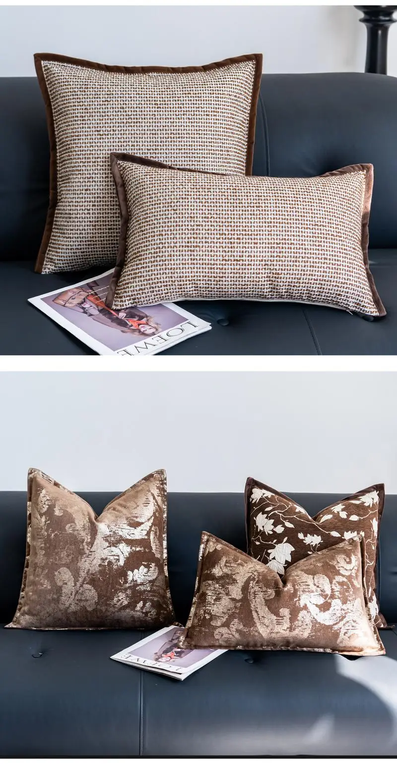 Französischer Retro-Luxus Jacquard-Kissenbezug, Cojines Niederländischer Samt-Dekorationskissenbezug, Kopfteil-Kissenbezüge – Detail 8