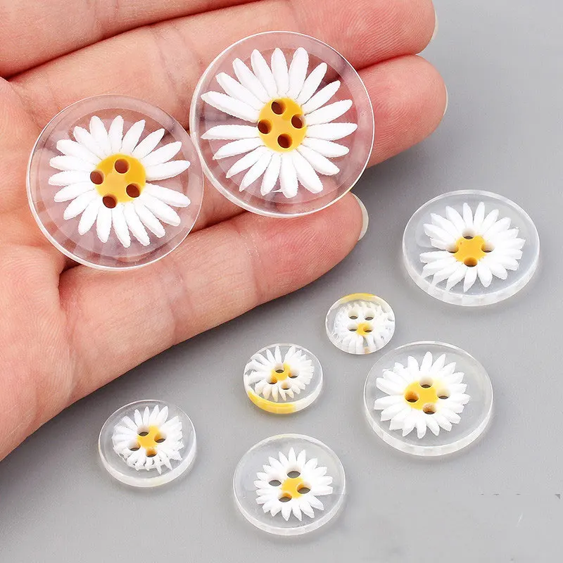 20Pcs Resin Buttons Daisy Hand Sewing Buttons Craft Buttons for Sewing DIY Crafts Clothes 11.5-30MM