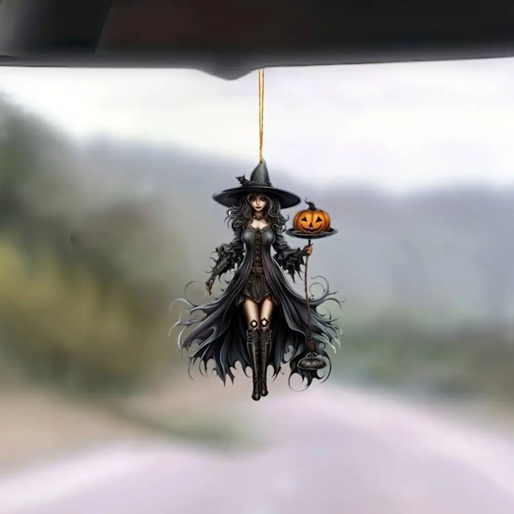 

Acrylic Witch Pendant Lightweight Acrylic Pendant Spooky Witch Pendant 2d Acrylic Car Charm for Halloween Lovers Dark for Car