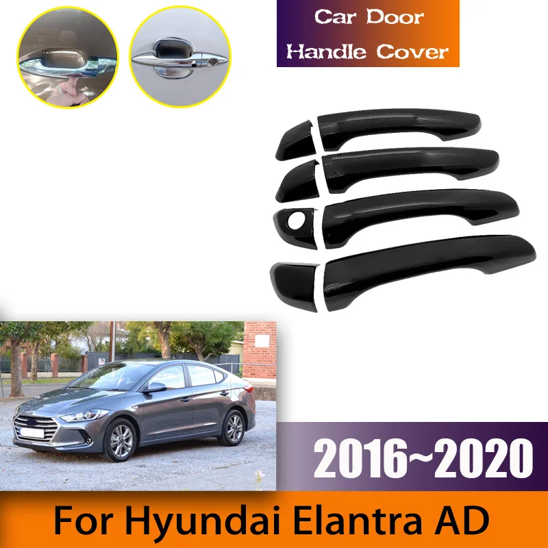 For Hyundai Elantra Avante AD 2016 2017 2018~2020 Door Handle Protective Sticker Black Trim Scratch-resistant Car Accessories