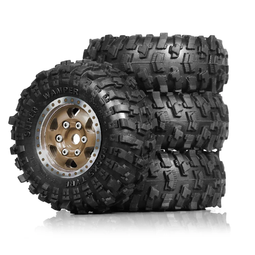 4Pcs 1.0 Inch 51mm Metal Beadlock Wheels Tires Set for 1/18 1/24 RC Crawler TRX4M SCX24 AX24 FCX24 Upgrade Accessories