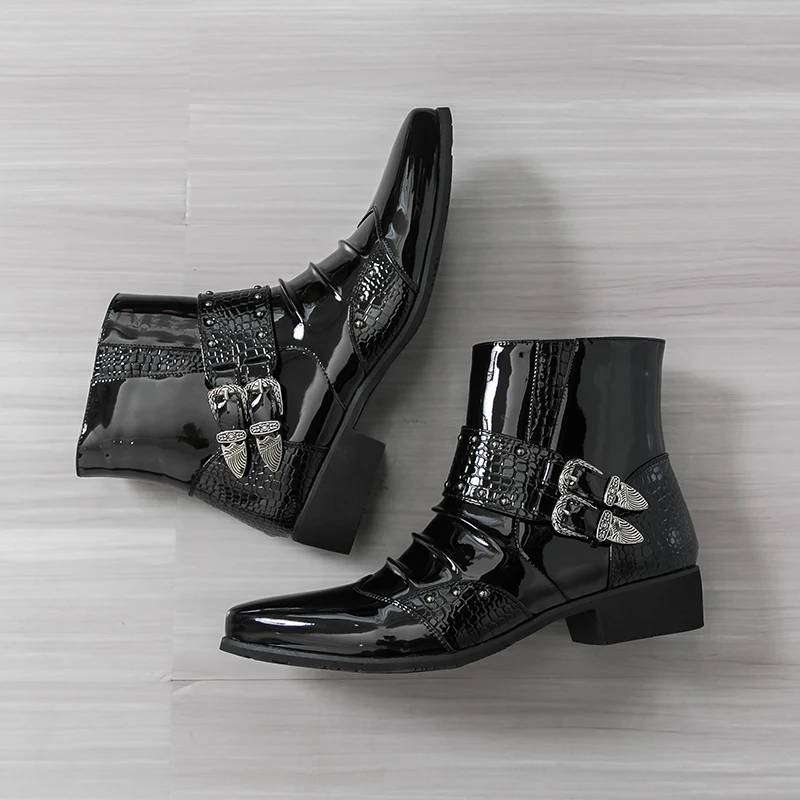 

Men's casual boots Luxury designer style Fashion Party Daily Street Outdoor autumn and winter leather shoes Black Versatile