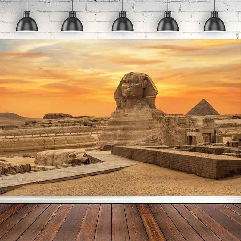 Photography Backdrop Desktop Egyptian Sphinx Pyramid Banner Travel Themed Party Decorations Supplies Travel Background Poster