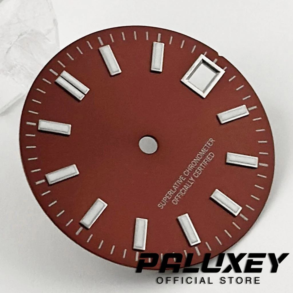 28.5mm Sunburst NH35 시계 다이얼 페이스 시계 액세서리 NH35 4R35 7S 무브먼트 싱글 캘린더 시계 페이스 수리 교체