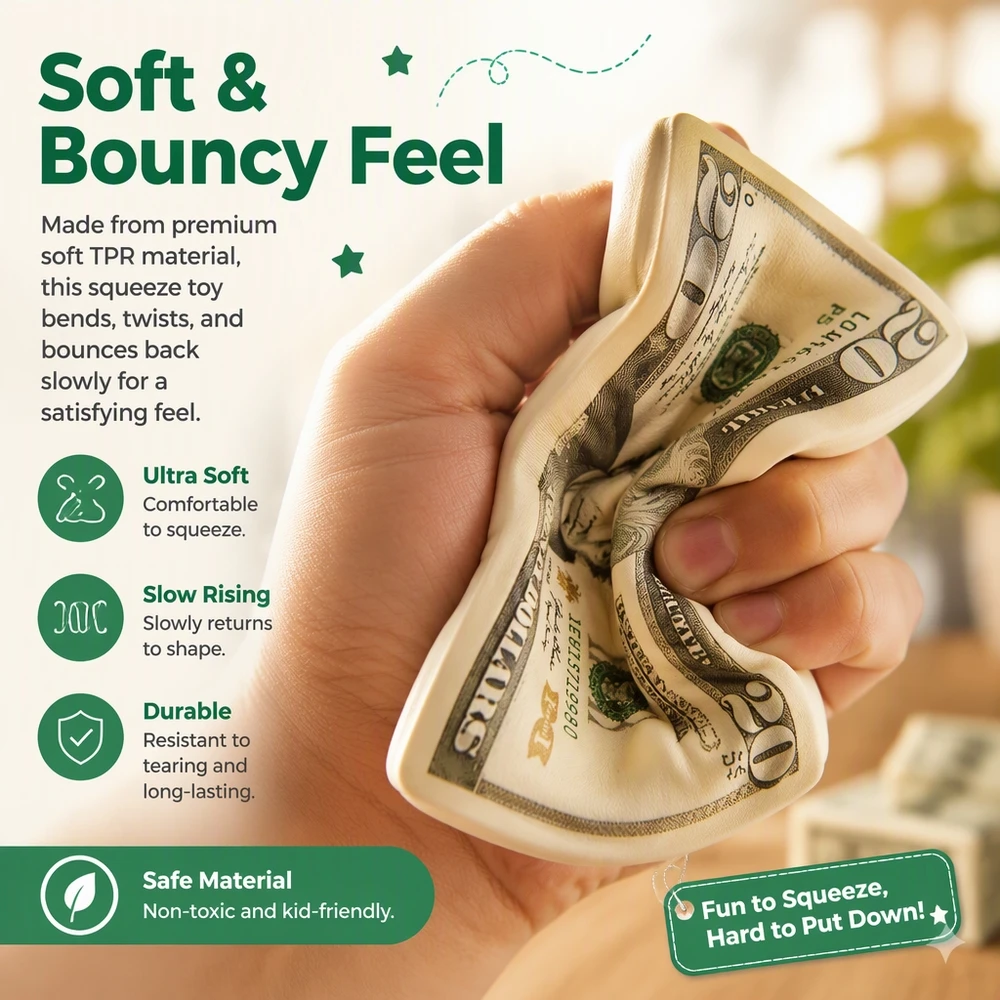 Dollar Squeeze Toy Ultimate Stress Relief and Frustration Release Fun Sensory Fidget Anxiety Ball for Office Home