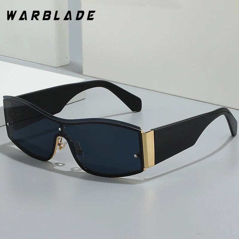 

New Luxury Punk One-Piece Square Frame Women Sunglasses Designer Brand Men Sunglass Travel Driving Rivets Decorate Eyewear UV400