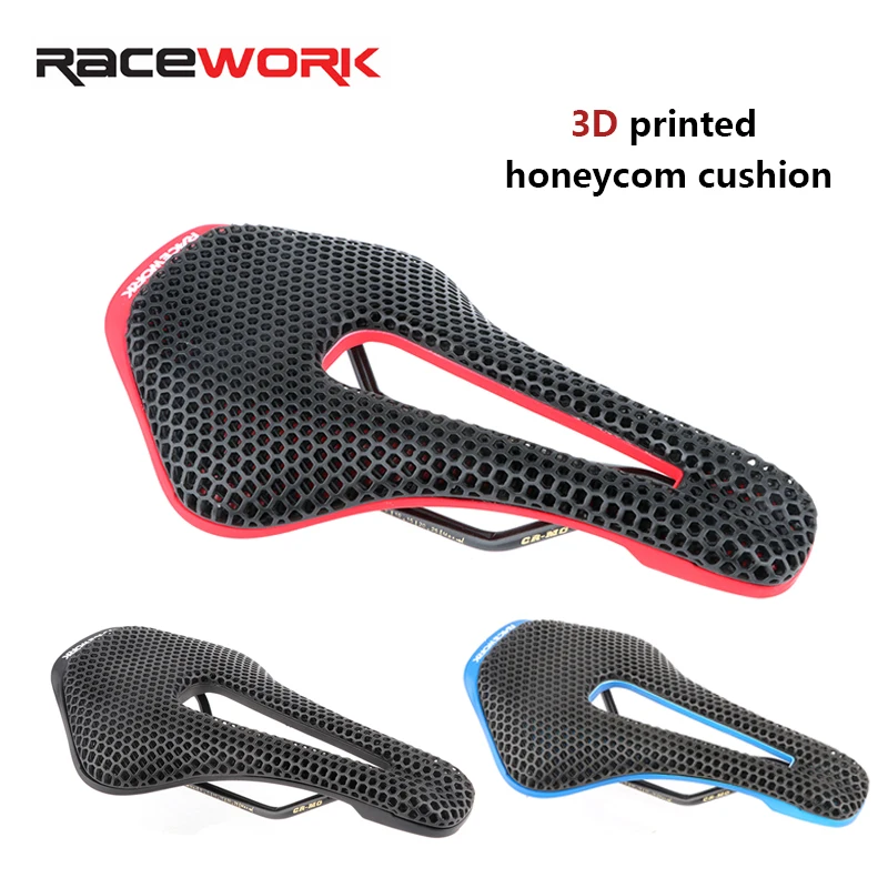 

RACEWORK 3D Printed Bicycle Saddle Resins Honeycomb Hollow Racing Bikes Seat Super Soft Cushion MTB Road Cycling Race Cushion