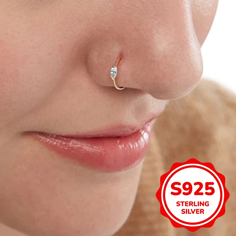 

S925 sterling silver horse eye piercing jewelry nose ring simple classic fashion light luxury retro trend daily life