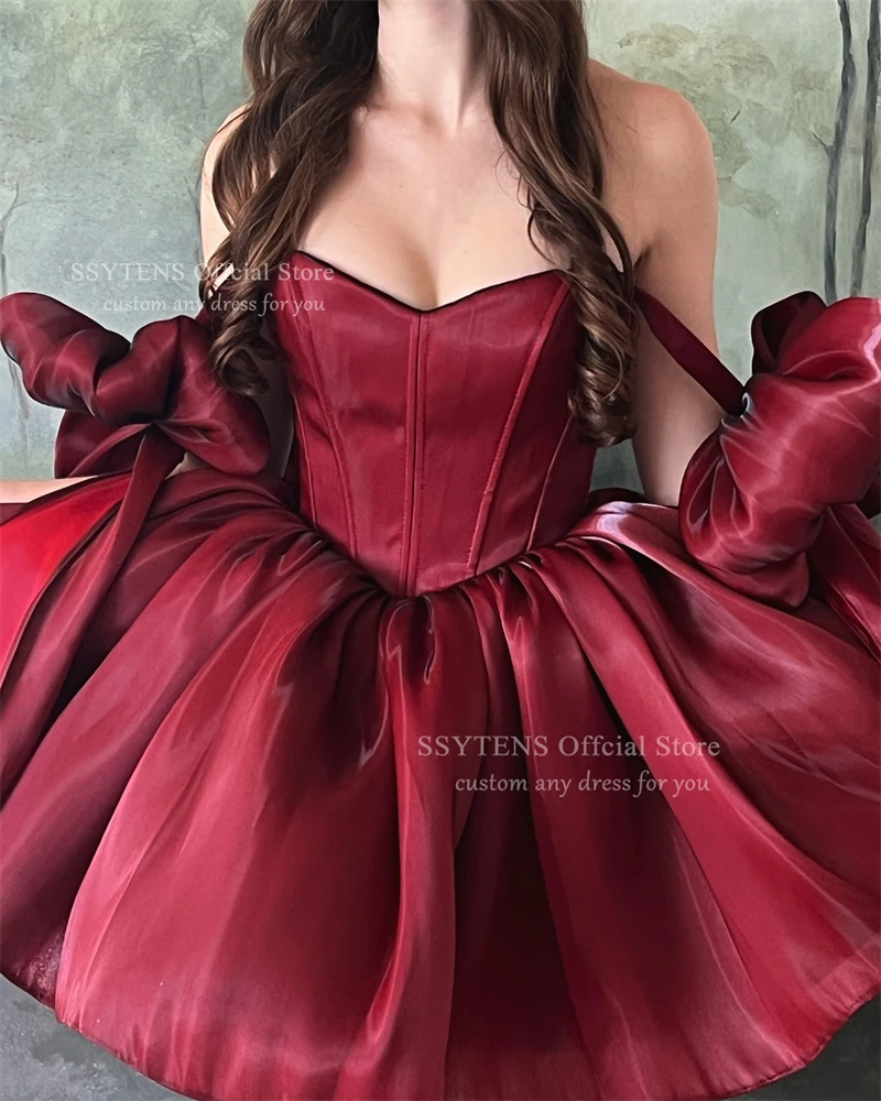 Vestido Noche Rojo Brillante Tirantes Lazo - close-up view
