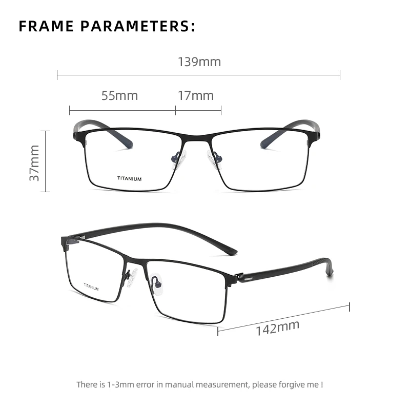 Reven Jate P8837 Optical Glasses Pure Titanium Frame Prescription Eyeglasses Rx Men or Women Glasses for Male Female Eyewear