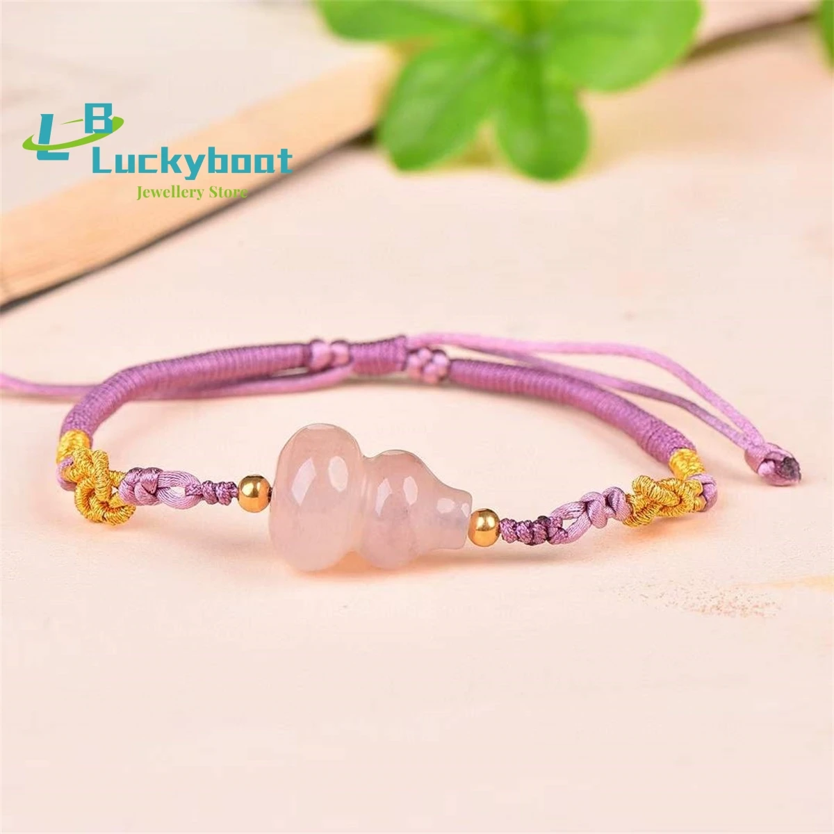 Natural Gold Silk Jade Violet Gourd Woven Bracelet Simple and Personalized Fashionable and Versatile for Men and Women