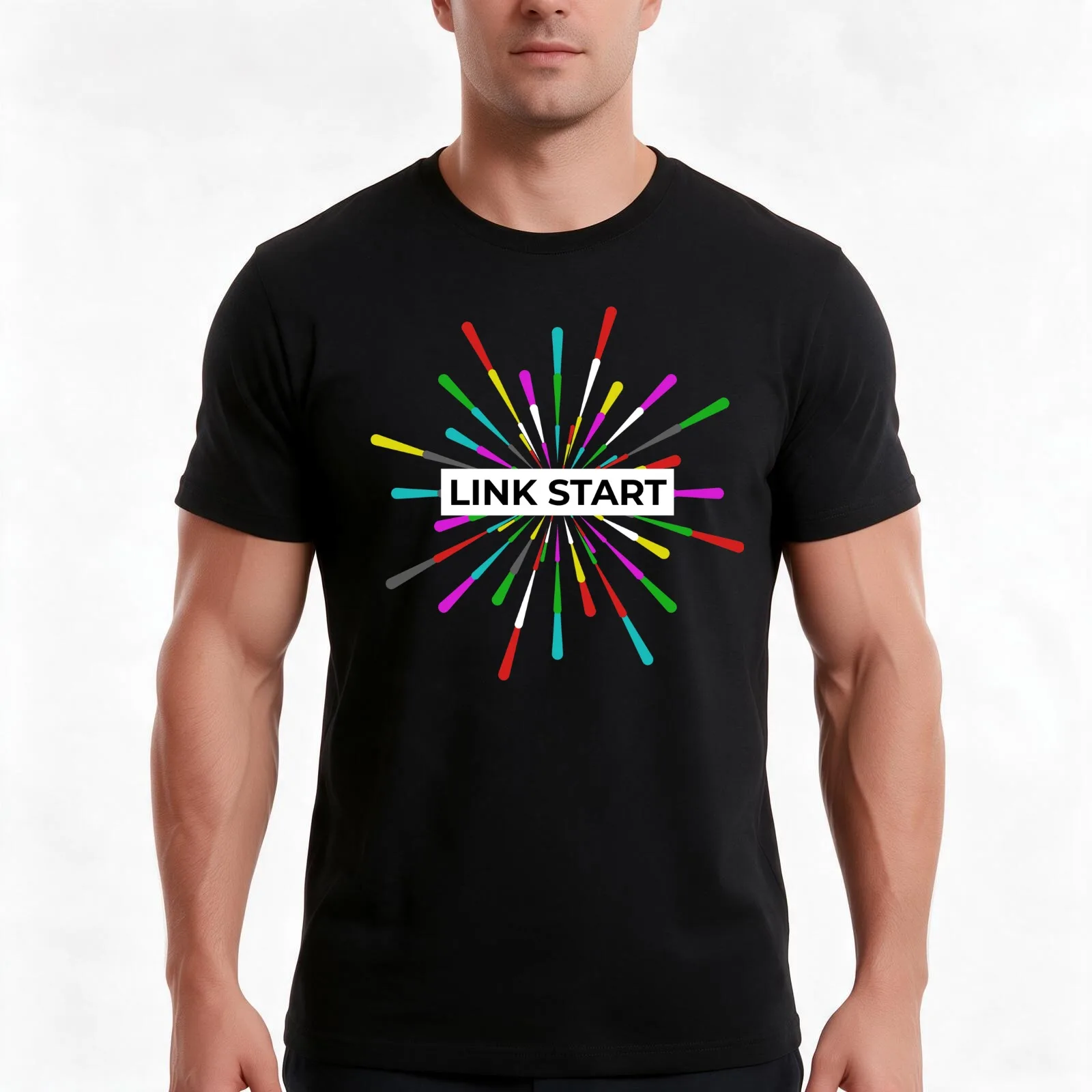 Link Start T-Shirt Summer Casual Cotton Tee Oversized Streetwear Tops Vintage Graphic Print Loose Fit Short Sleeve