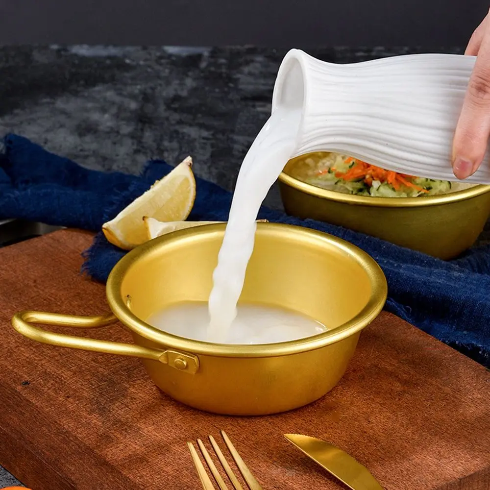

Round Traditional With Handle Kitchen Dessert Tray Aluminum Bowl Cup Rice Wine Bowl Ramen Noodles Pot Wine Cup