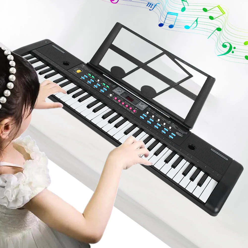 جهاز إلكتروني للأطفال مكون من 61 مفتاحًا ولوحة مفاتيح موسيقى رقمية محمولة مع ميكروفون ولوحة مفاتيح رقمية للأطفال #1