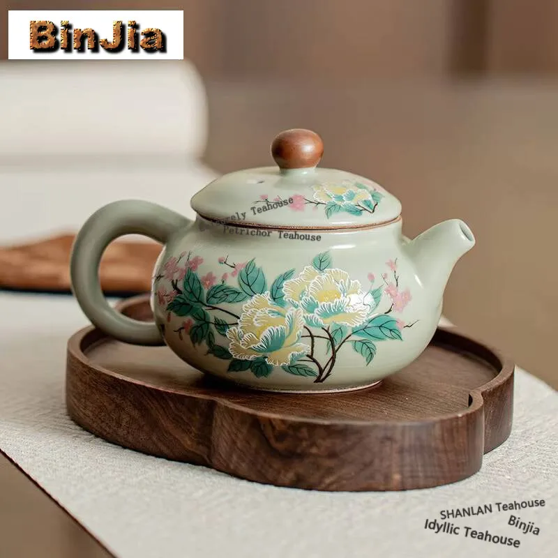 

180 мл старинный зеленый горошек Ru чайник для печи гибискус Цветочный виноградный горшок чайный чайник с отверстиями для шариков чайник принадлежности для чайного сервиса подарок