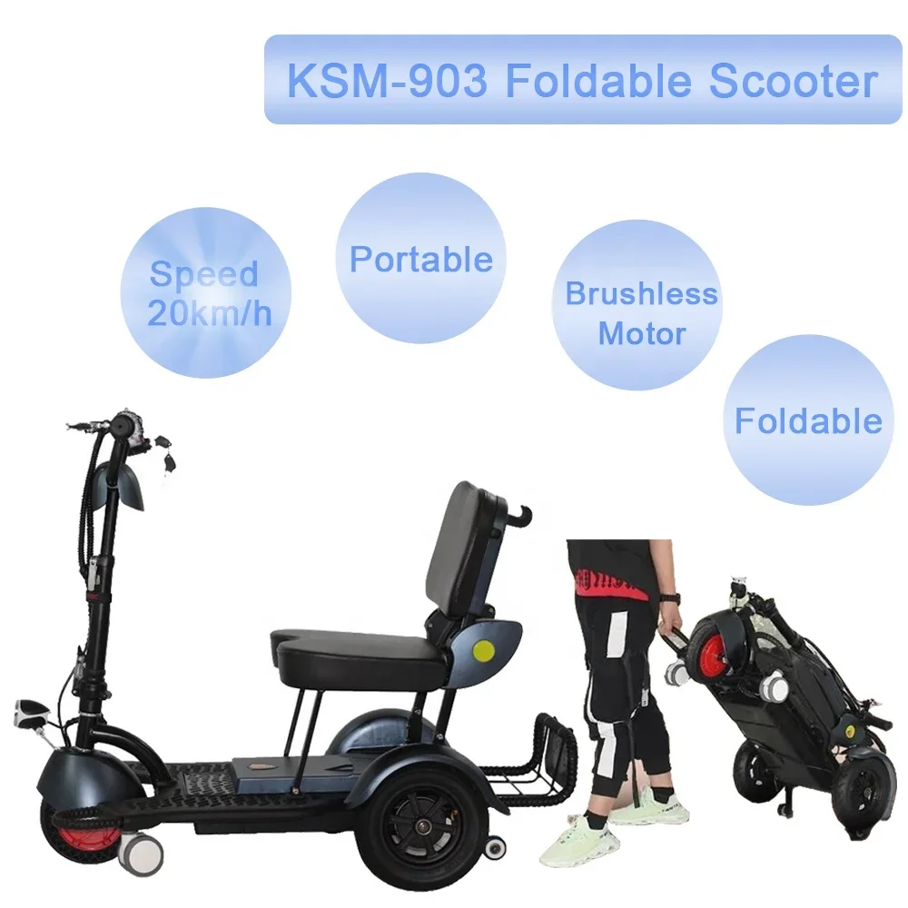 KSM-903 folding  wheel adult electric mobility scooter with seat 4  elderly    s 25km/h