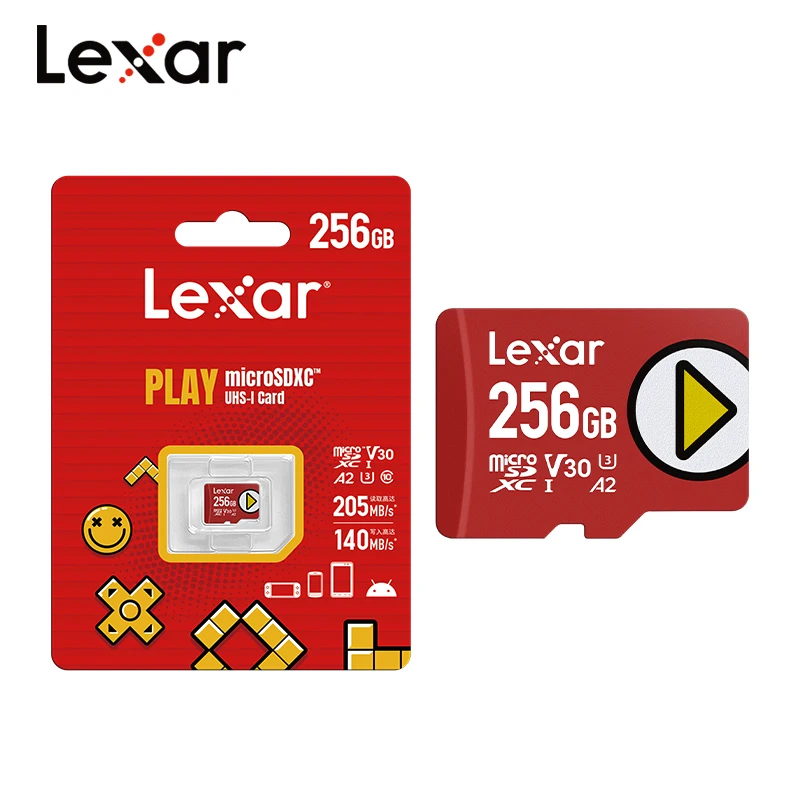 New Lexar microSDXC PLAY Memory Card Max 205Mb/s V30 A2 4K Micro SD Card 128GB 256GB 512GB Flash TF Card for Phone Drones