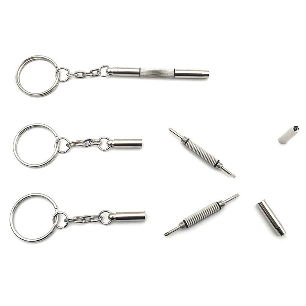 1pcs Mini 3in1 Screwdriver Glasses Phone Watch Screw Repair Tool Keyring Keychain Practical Household Hand Tool