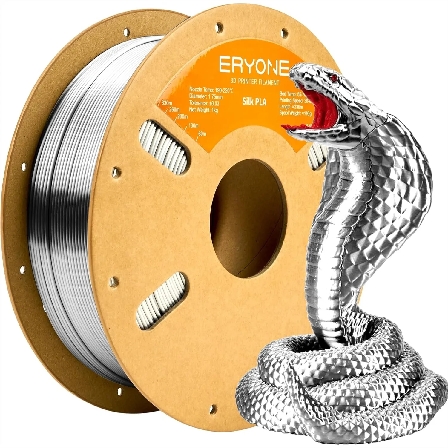 

Silk PLA Filament for 3D Printer 1.75mm, Shiny Silver 1kg Spool, Strong Layer Adhesion