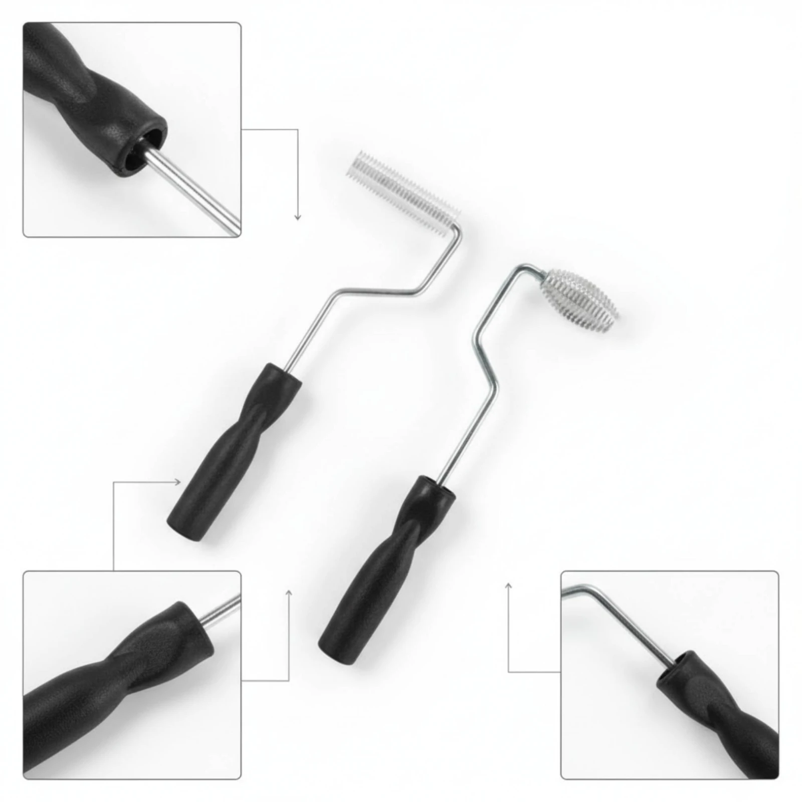 2 Pieces Fiberglass Resin Laminating Roller Set Textured Bubble Roller Set Tool Sturdy Compact for Professionals, Workshop