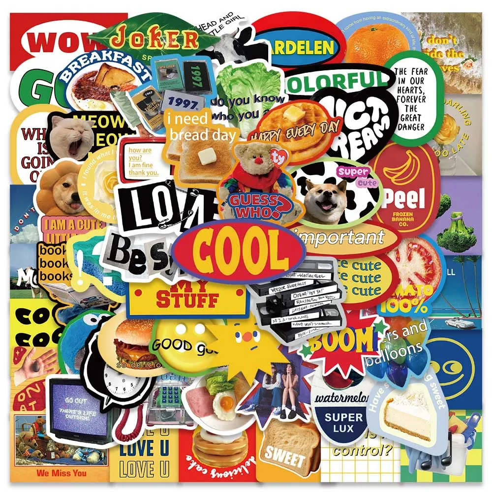 10/30/60pcs Ins Retro Cartoon Vintage Stickers Korea Style Cute Decoration DIY Laptop  Motorcycle Phone Fridge Graffiti Kids Toy